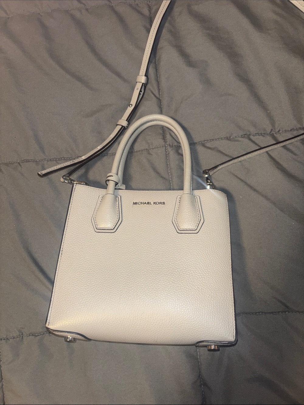 Michael Kors Gray Pebbled Leather Crossbody Satchel